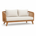 Canapé de jardin 2 places en bois massif d'acacia naturel et beige 150 x 75 x 80 cm