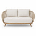 Canapé de jardin 2 places en acacia massif et corde polypropylène beige 150 x 75 x 78 cm