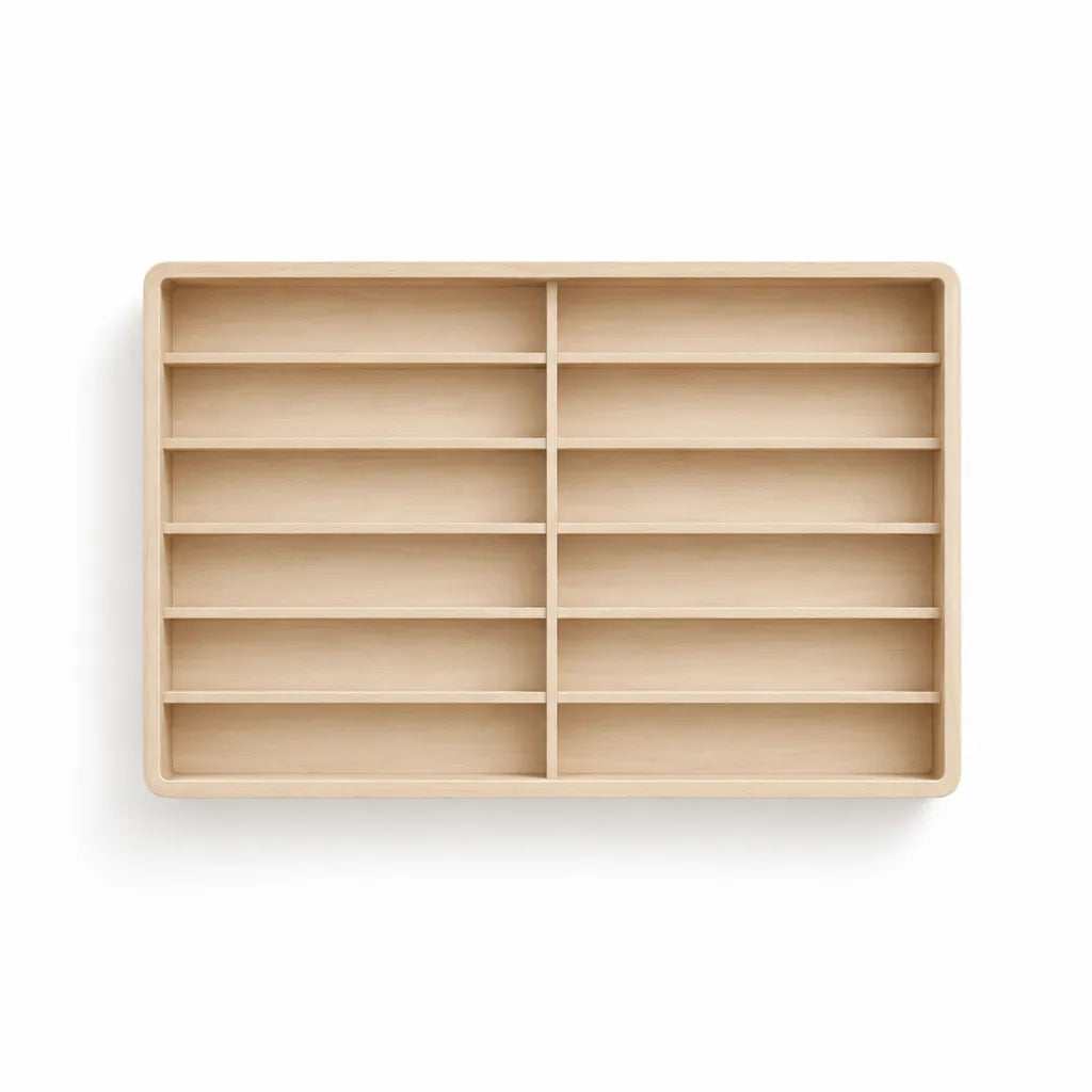 Étagère murale à 12 compartiments en contreplaqué de bouleau rectangulaire beige 80 x 50 x 10 cm