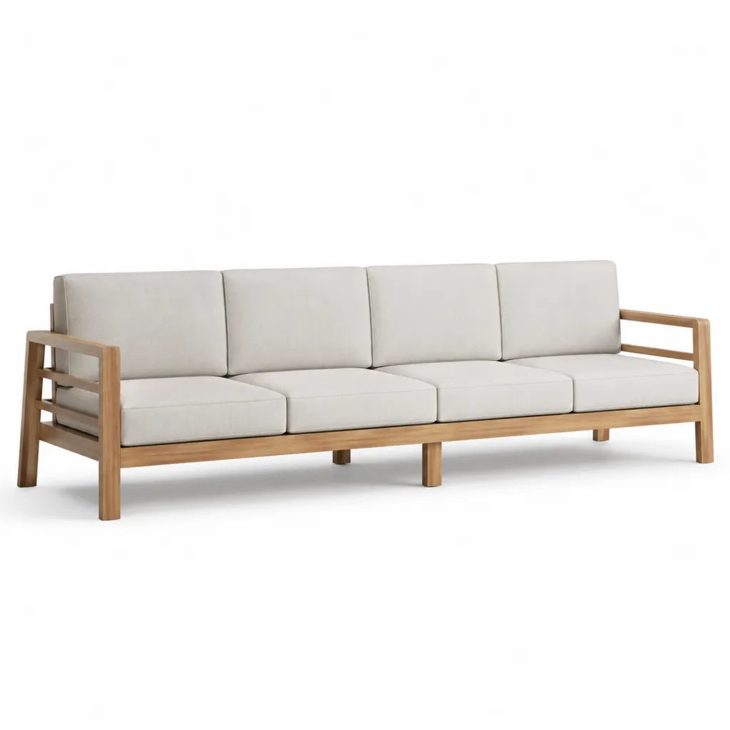 Canapé de jardin 4 places en bois d'acacia massif beige 260 x 75 x 75 cm