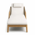 Chaise longue de jardin avec accoudoirs en teck massif et corde tressée crème 200 x 75 x 70 cm