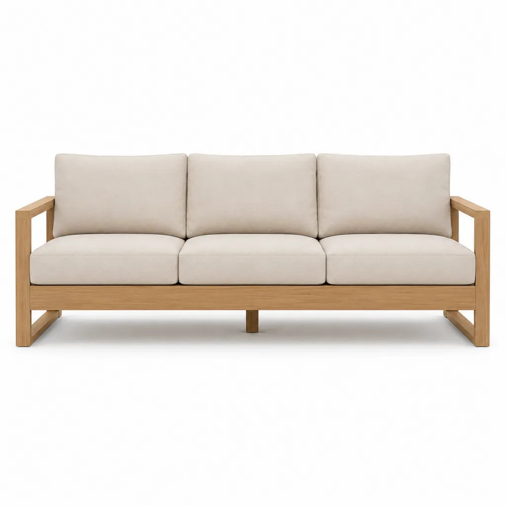 Canapé de jardin 3 places en bois massif beige 220 x 85 x 78 cm