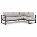 Canapé de jardin d'angle 220 x 140 x 65 cm en aluminium et polyester gris clair