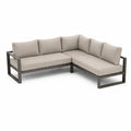 Canapé de jardin d'angle 4 places en aluminium et polyester beige 215 x 215 x 65 cm
